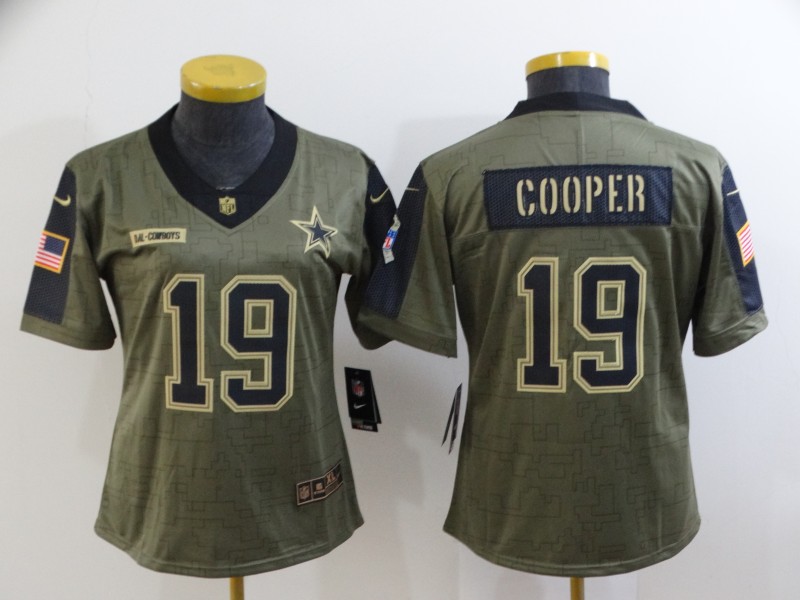 2021 Women Dallas Cowboys 19 Cooper Nike Olive Salute To Service Limited NFL jersey